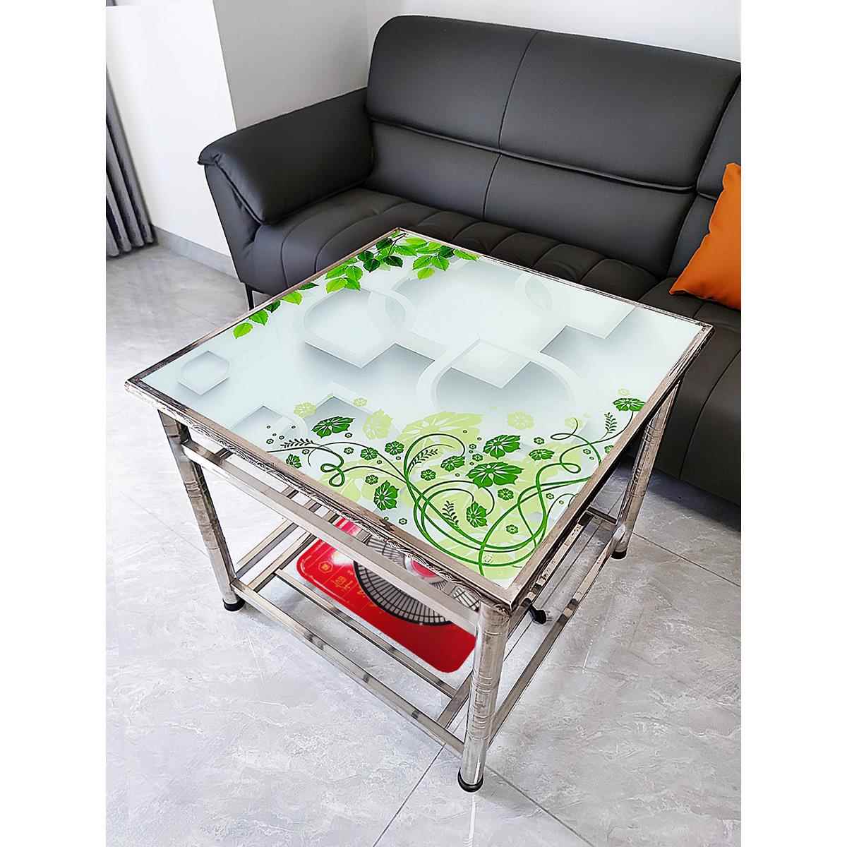 新款不锈钢烤火桌子家用组装折叠取暖双层多功能餐桌正方形吃饭桌