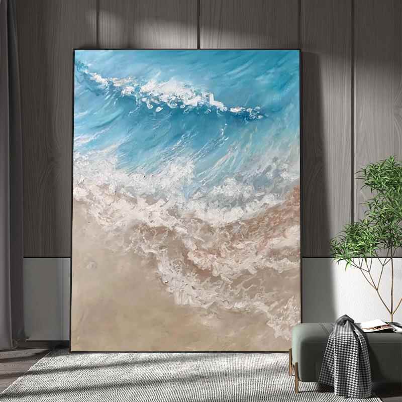 手绘油画客厅《海之言》玄关抽象装饰画纯手工餐厅挂画简约现代画