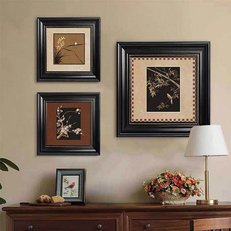 中古餐厅玄关装饰画梅兰竹菊高级感卧室艺术壁画美式复古客厅挂画,家居饰品,现代装饰画,淘宝优惠券,粉丝福利购,淘宝优惠卷