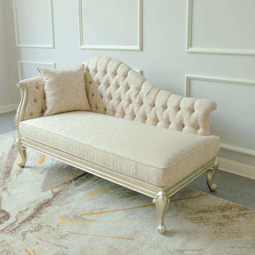 美式复古实木贵妃榻欧式新古典雕花拉扣贵妃椅法式美人榻懒人躺椅