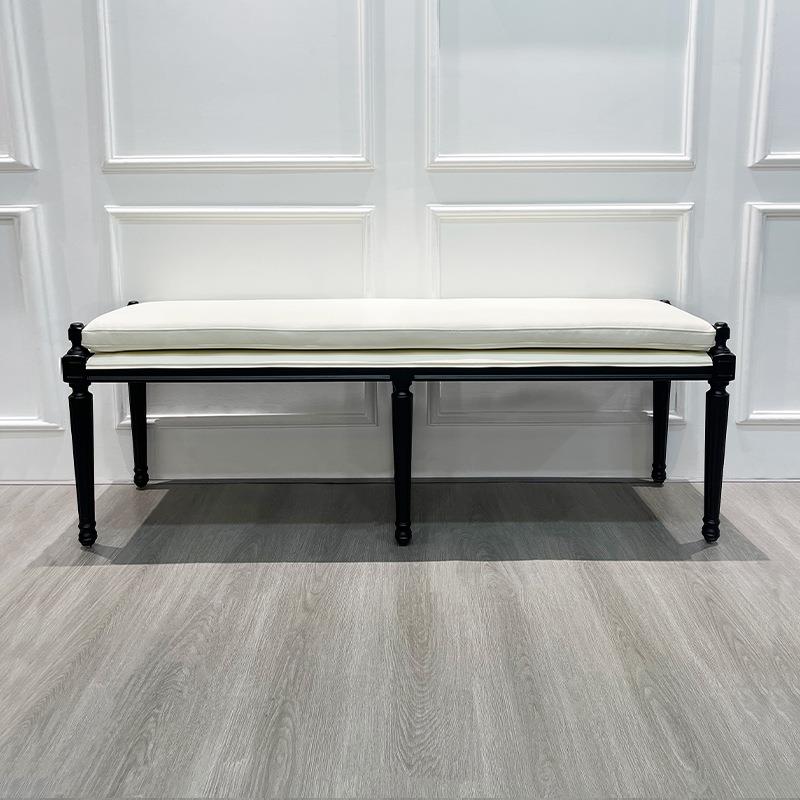 美式实木整装床尾凳轻奢风家用卧室床前沙发凳简约现代长条床边凳