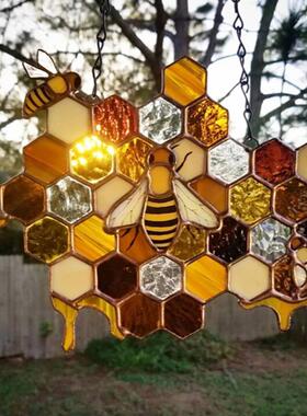 蜜蜂节门牌装饰Bee ornament蜂巢挂饰蜜蜂装饰品家居装饰园林挂件