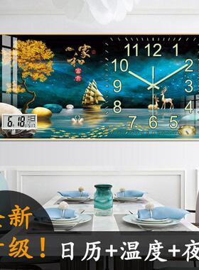 网红夜光钟表挂钟客厅家用时尚2025新款装饰日历石英静音时钟挂墙