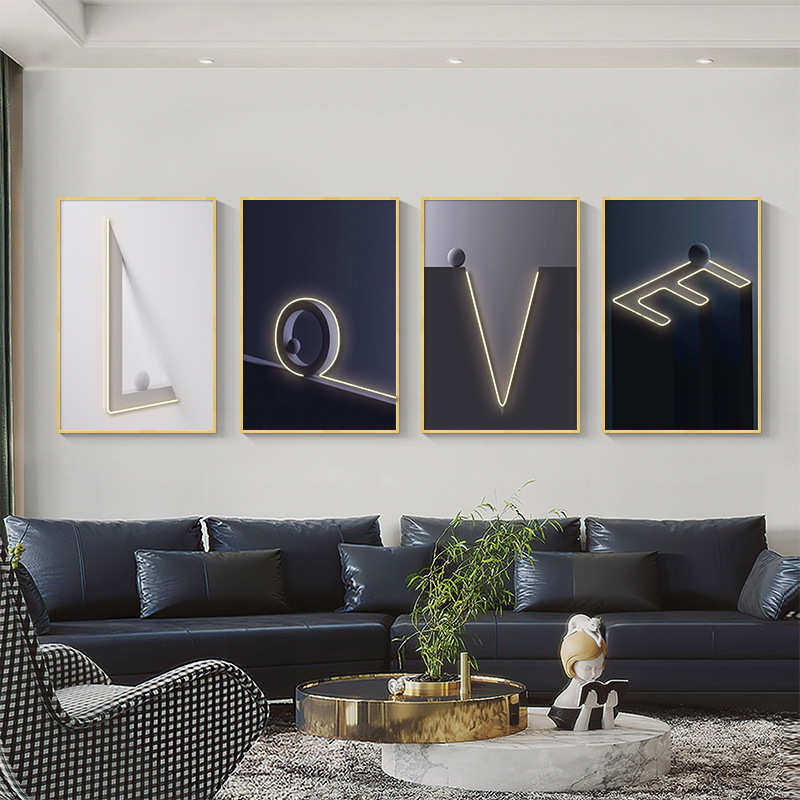 创意LED灯带装饰画现代轻奢艺术人物玄关挂画客厅沙发背景墙壁画