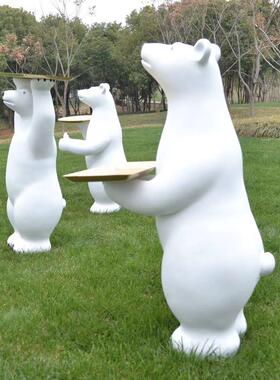 新款直销创意北极熊落地摆件客厅电视柜玄关托盘酒店家居装饰乔迁