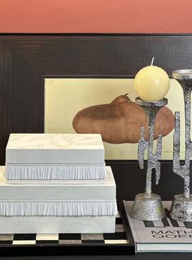 简约高级感编织皮质相框设计师款家居软装饰品摆件婚纱照桌面摆台