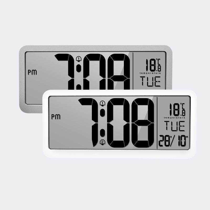 简约时尚多功能挂钟卧室客厅办公室大屏LCD2组闹铃台钟14英寸F