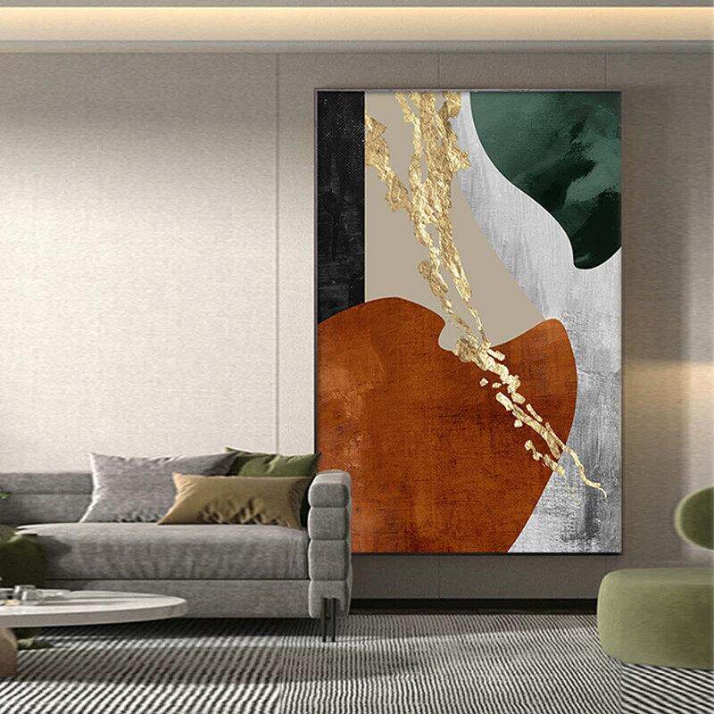 轻奢风格落地壁画 北欧玄关装饰画 金属外框风景挂画可客制