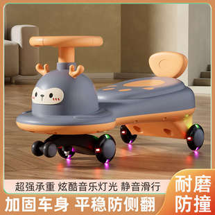 侧翻静音溜溜灯光儿童音乐宝车万向摇摆1男女6扭扭车 防车带岁轮