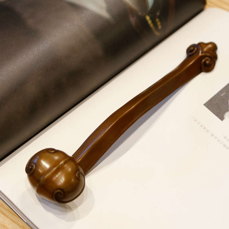 云水三千纯紫铜新中式如意摆件铜手把件 寓意吉祥工艺品家居摆件