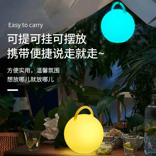 LED发光手提小夜灯创意控无防线床遥装饰氛围喂奶TII头台灯水野营