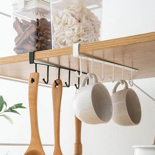 Six-pronged kitchen iron art seamless nail-free hooks, cabin