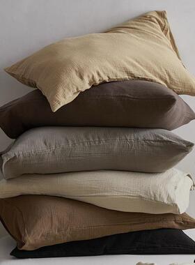 美拉德色系枕套一对装丨A类双层纱枕头套纯棉裸睡新款48cmx74cm