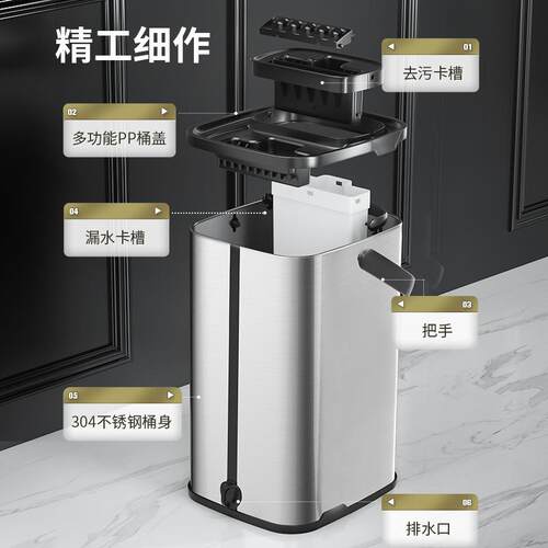 厂家现货新款免手洗平板刮刮净拖把清洁拖布可伸缩杆懒人带桶拖把