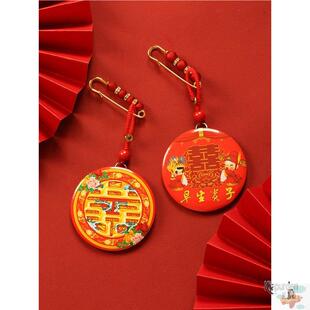 结婚小镜子随身小圆镜压腰照妖镜新娘镜出嫁挂颈红色陪嫁一对专用