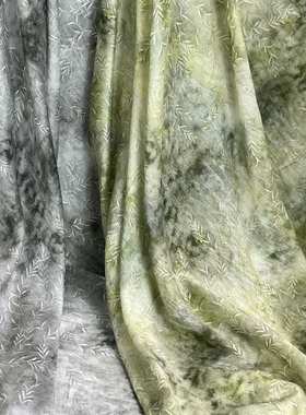 M-397A树叶提花印花面料-新中式-春夏面料-植物纤维-吸湿透气薄款