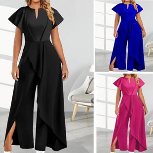wide leg pants Women formal collar jumpsuit dress