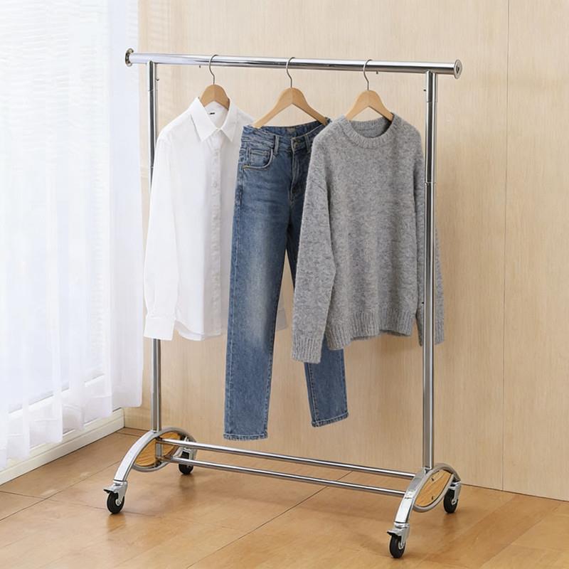 服装店衣架展示架伸缩折叠单杠龙门架单杠落地式架子中岛架带轮子