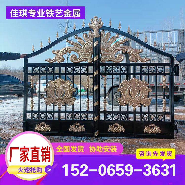 铁艺大门 乡村对开门别墅大门农村不锈钢大门双门 铁门庭院门
