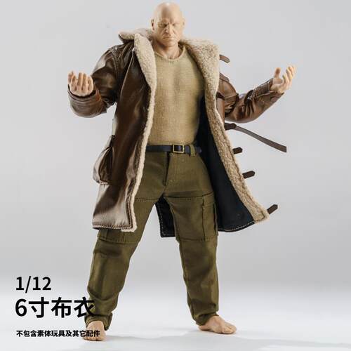 1/12WWE壮男C4麦克法兰7寸adam范马壮MUFF背心工装裤毛领皮大衣