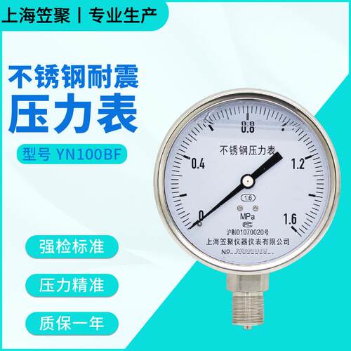 YN10防0BF不钢锈耐震压力表1.6mpa充油汽震抗震液压蒸表888