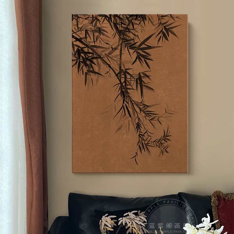 中式禅意古风客厅装饰画中国玄关挂画水墨竹子艺术摆画墨竹图壁画