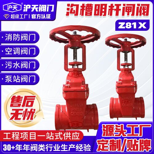 消防阀门沟槽明杆闸阀ZX球墨铸铁沟槽软密封闸阀DN