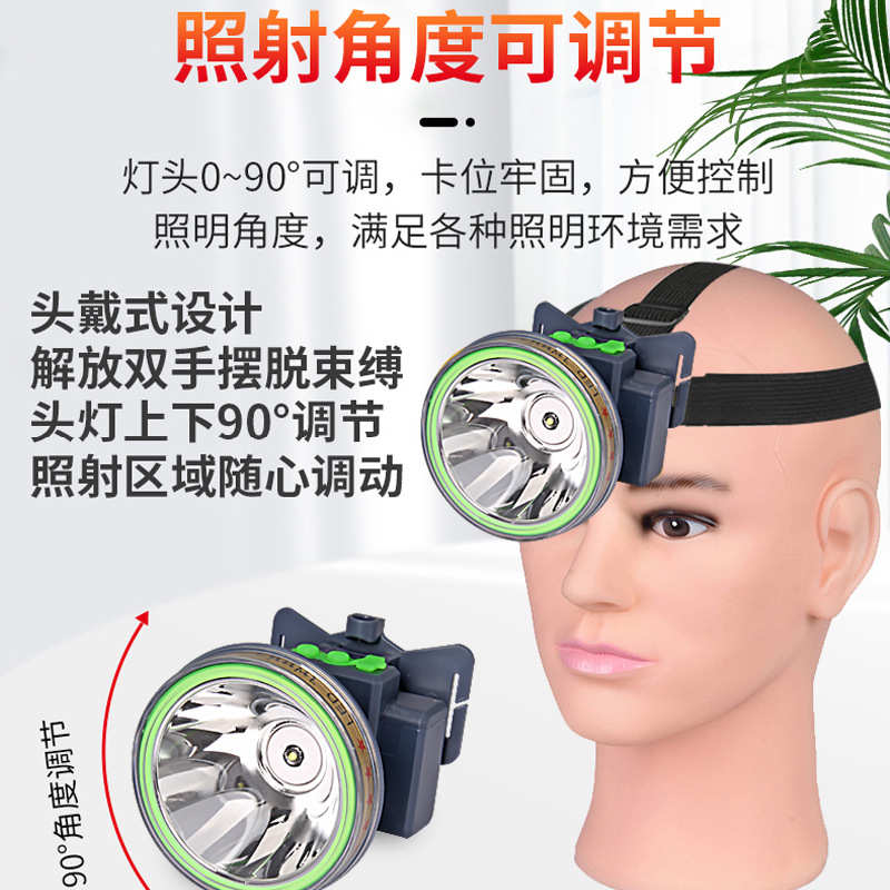 强光充电头灯水下专用潜水手电筒抓鱼防水超亮头戴式矿灯赶海黄光