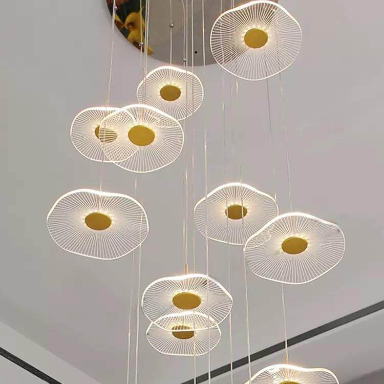 荷叶楼梯吊灯复式楼别墅创意客厅大灯餐厅灯具loft公寓旋转长吊灯