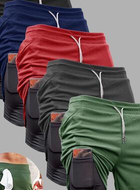 Men’s 3-Pack Double-Layer Quick-Dry Summer 2-in-1 Bermuda A