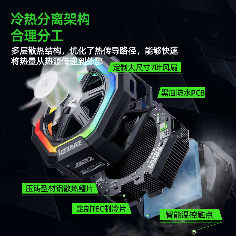 Piva 派威冰刃B21磁吸手机散热器 控温散热背夹pro平板游戏直播