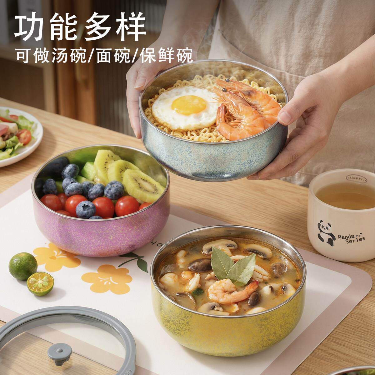 纯钛保鲜密封饭盒保鲜碗高档便当盒带盖餐具抗菌钛饭盒双层防烫碗