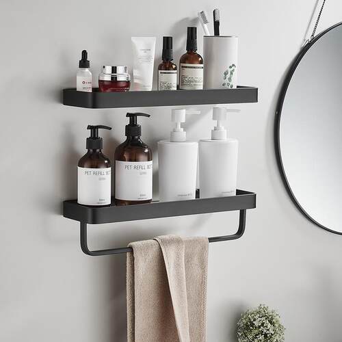 卫生间置物架壁挂墙上厕所免打孔洗手间洗漱台镜前浴室玻璃收纳架