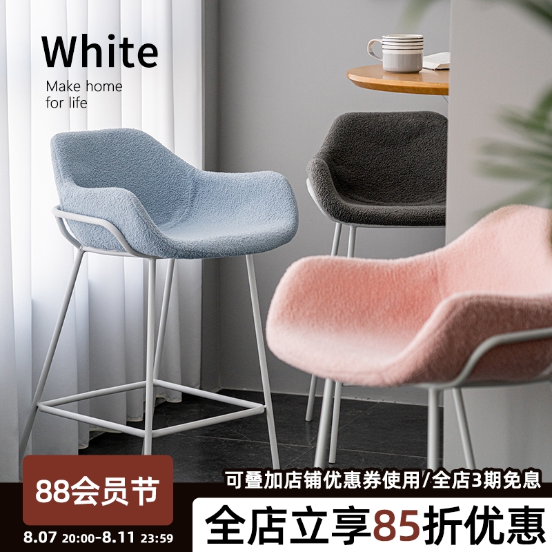 北欧现代简约高脚凳靠背ins网红软包吧台椅家用奶茶店休闲高凳子