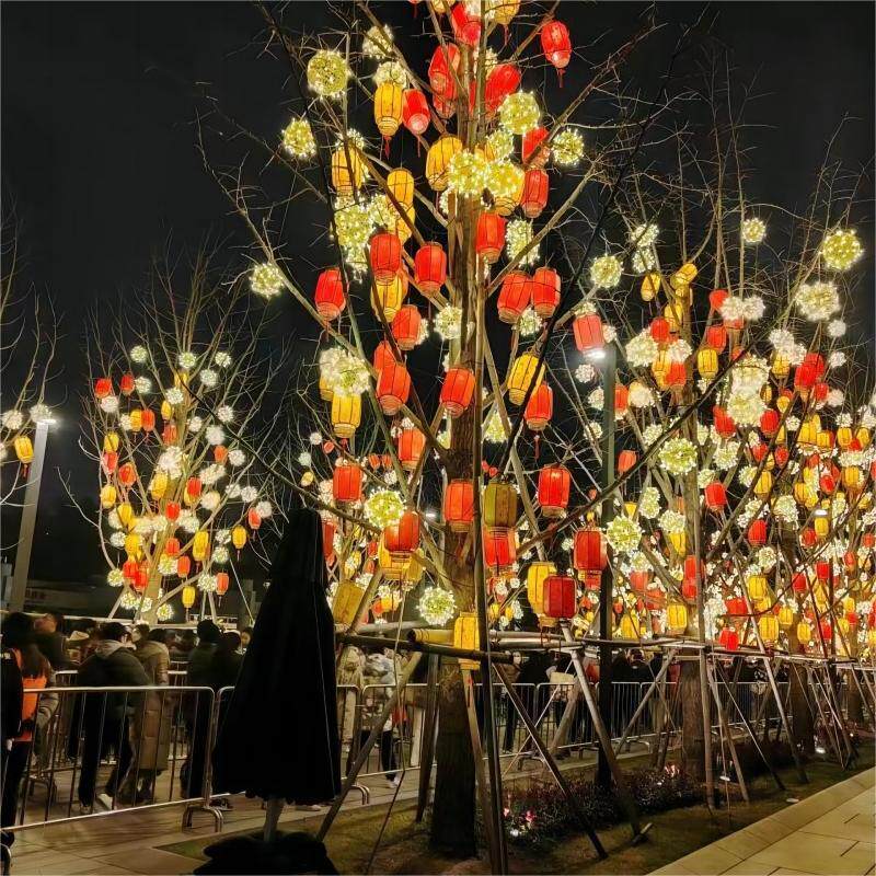 装饰LED灯串羊皮灯笼户外防水挂树上藤球灯春节景区街道亮化布置