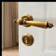 室内木门锁法式 磁吸静音分体房门锁 黄古铜门锁房间复古门把手美式