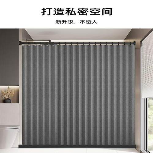 折浴帘套装打Wr8WP5z2孔卫间加厚叠防水隔断生磁干湿浴室分离隐形