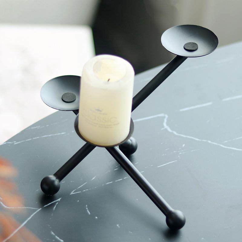 金属三鼎交叉烛台摆件餐厅民宿酒店样板间售楼处极简艺术软装饰品