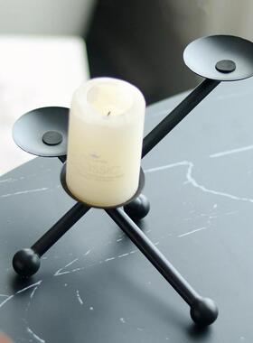 金属三鼎交叉烛台摆件餐厅民宿酒店样板间售楼处极简艺术软装饰品