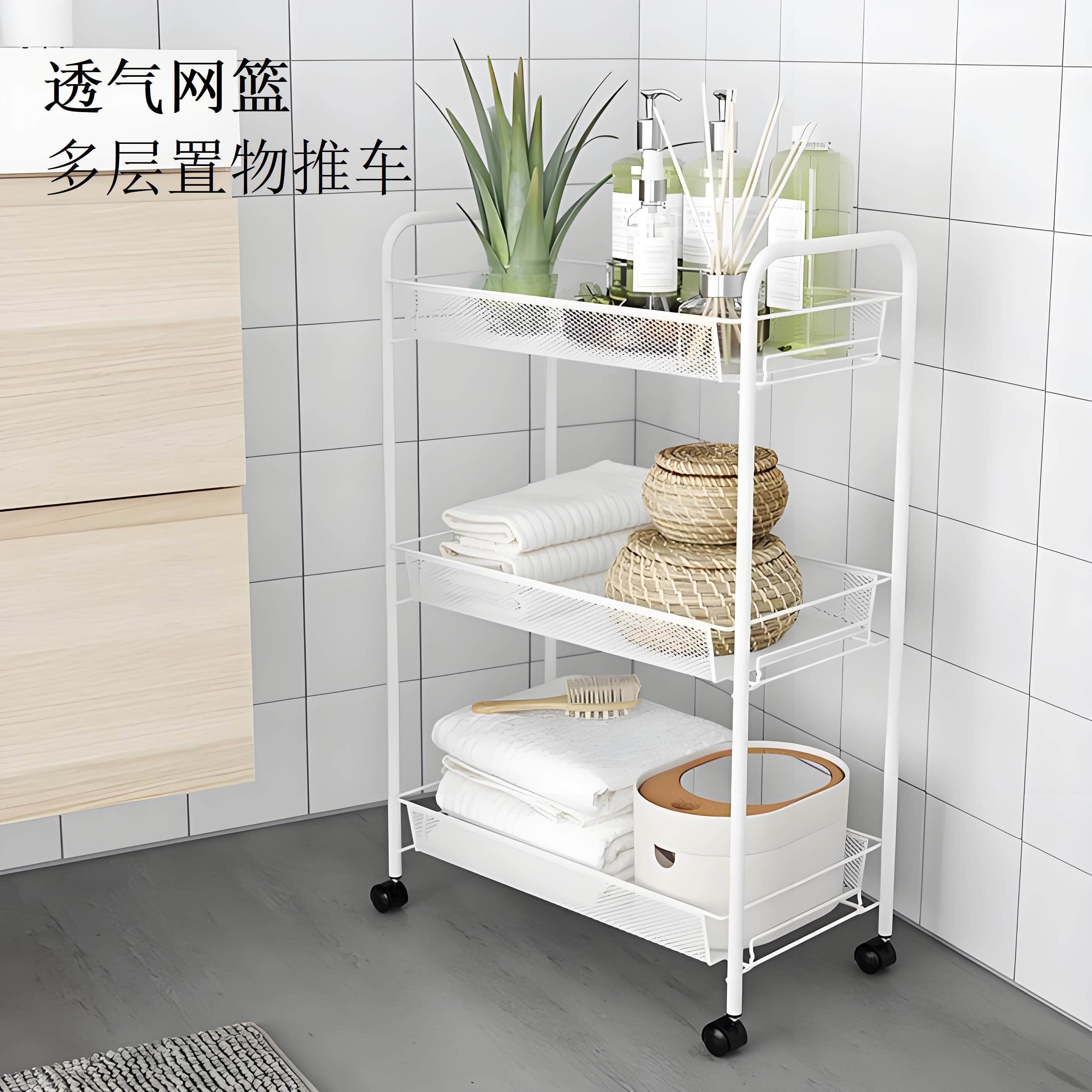 宜氏家居置物架落地多层可移动家用客厅小推车蔬菜篮收纳储物架子