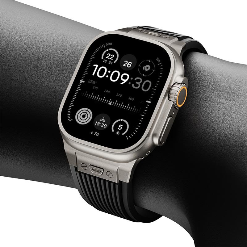 适用Applewatchultra表带改装苹果手表iwatchs10手表带硅胶ultra2代不锈钢金属保护壳 7 8 9serieS10腕带46mm