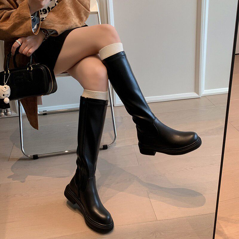 意大利Raraente！真皮长靴女秋冬显瘦包腿不过膝高筒小个子骑士靴