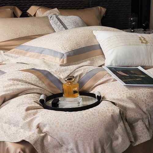 理YC961140豹纹全色肌织被套四件套纯棉棉100支长用绒棉轻奢风提