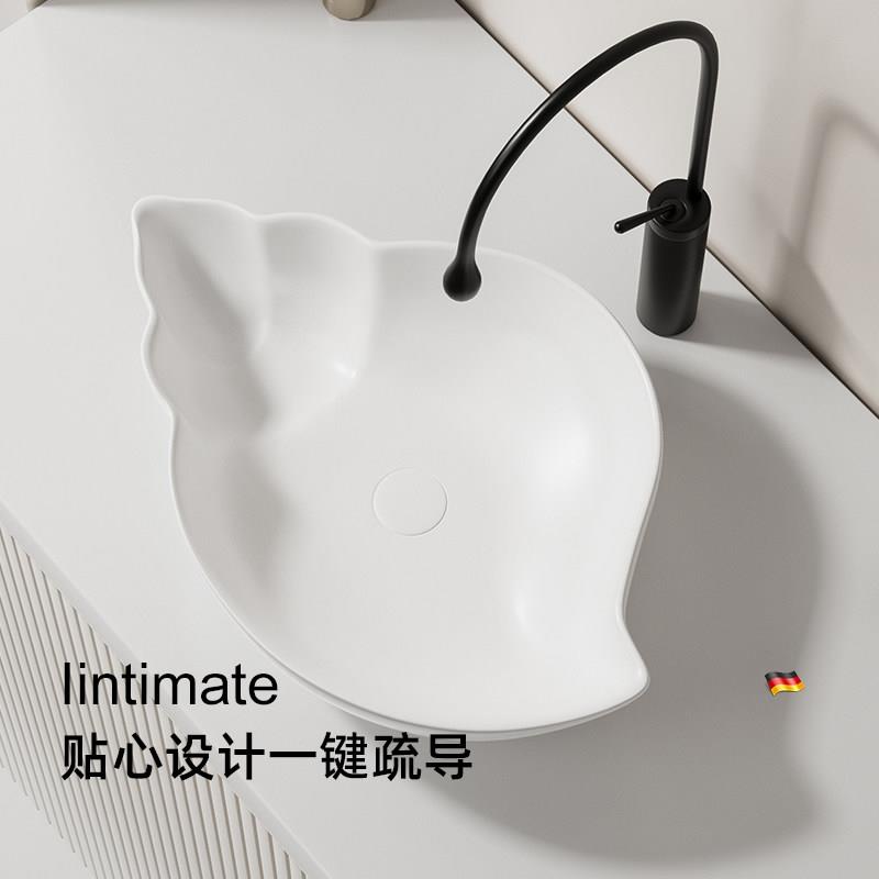 设计师款创意海螺台上盆陶瓷洗手盆单水槽阳台奶油风艺术洗脸盆面