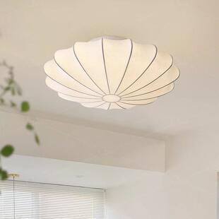 蚕丝吸顶灯奶油侘季 风卧室现代艺术卧室温馨房间书房设计师圆形灯