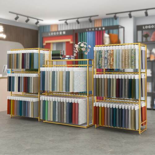布料样品展示架落地中岛布板架多层纺织布艺吊卡陈列架家纺店展架