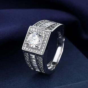 Rings For men 925 crystal Silver Shining adjustable Sterling