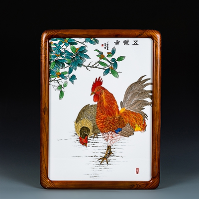 大师瓷板画中式装饰玄关挂画文家成老师手绘高档壁画客厅书房摆件