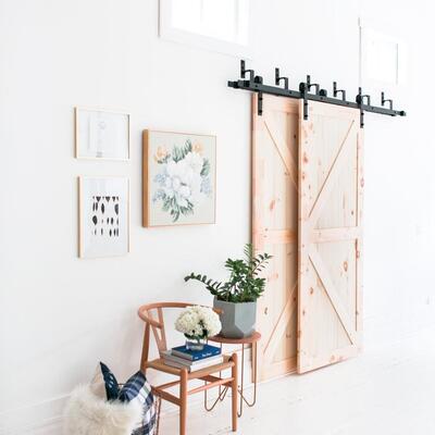 BYPASS双门互移碳钢磨砂黑色谷仓门滑轨五金铁滑轮系列