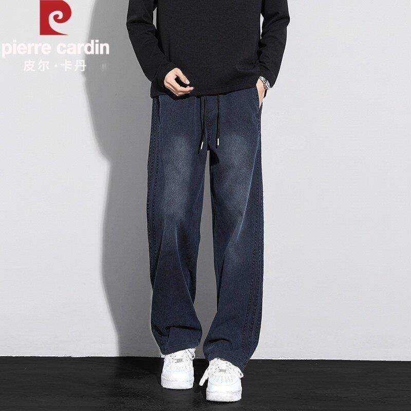 皮尔卡丹男士宽松直筒休闲裤2026新款中青年阔腿长裤松紧腰牛仔裤